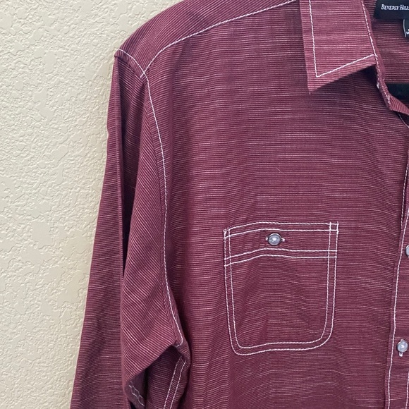 Beverly Hills Polo Club Maroon Casual Button-Down Shirt. Size L. - Picture 6 of 12